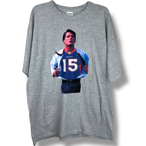 Broncos Tim Tebow Heather Gray Heavy Cotton Short Sleeve Crewneck Tee Shirt XL - Picture 2 of 5